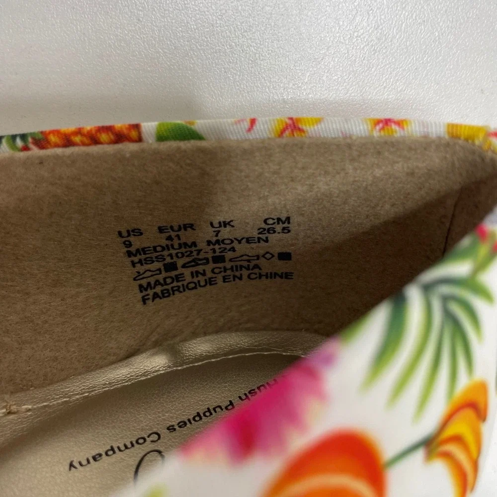 Soft Style Hush Puppies Womens 9 Tropical Fruit Print Low Wedge Pump Bold Unique